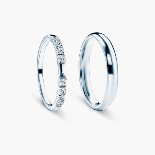 Obrączki The Journey: białe złoto, diamenty laboratoryjne, półokrągłe, 2 mm i 3 mm
